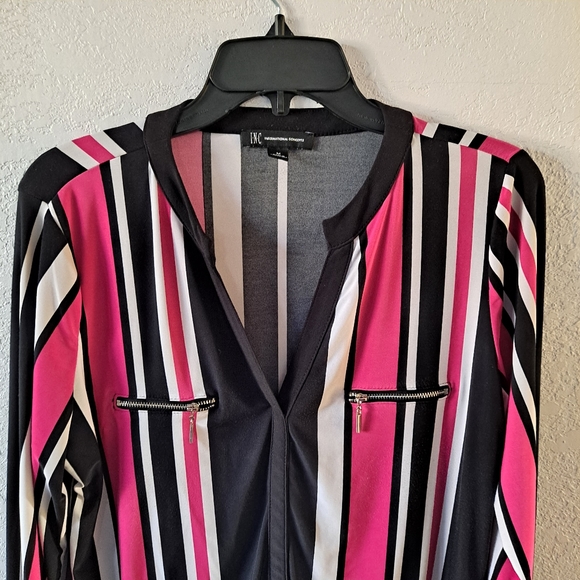 International Concepts Pink and black striped blouse - Picture 2 of 5